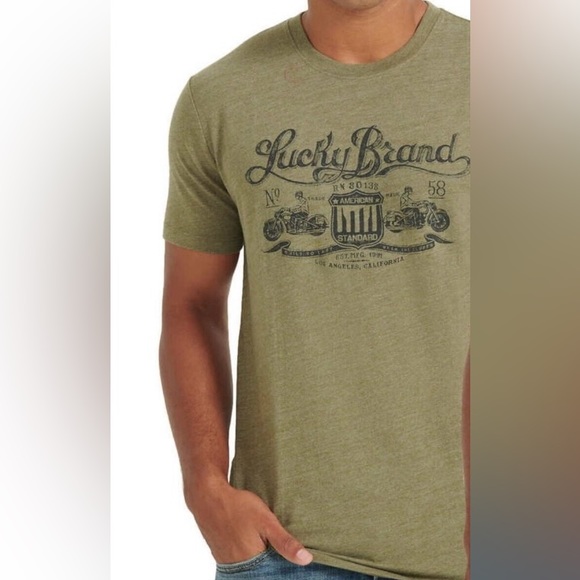 Lucky Brand Other - Lucky Brand Green Graphic Motorcycle Print Tee in Large